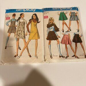 Simplicity Vintage Sewing Patterns 8349 8344 Lot of 2 Size 14‎ Skirt Dress